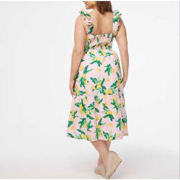J. Crew Pink Lemon Square Neck MIDI Dress Women’s Size 4 - Picture 3 of 10